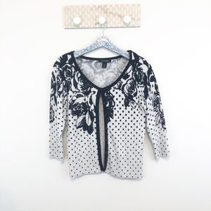 WHBM floral and Polka dot sequins sweater size S